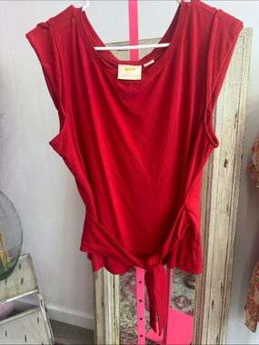 Maeve Crimson Tie-Front Sleeveless Tank